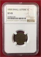 1858 Small Letters 1C NGC XF45