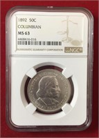 1892 Columbian Exchange 50C NGC MS63