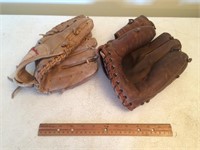 Two Vintage Baseball Gloves - Wilson & Rawlings