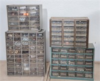 Lot of Wall Mount Metal Storage Boxes w/Contents