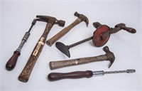 Lot of Vintage Hand Drills and Hammers