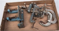 Lot of C Clamps and Vises