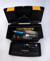 Small Black Tool Box with Soldering Equipment