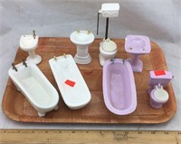 Miniature Ceramic Dollhouse Bathroom Fixtures