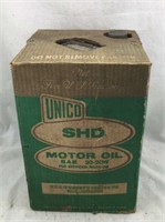 Vintage Unico SHD Motor Oil Can in Original Carton