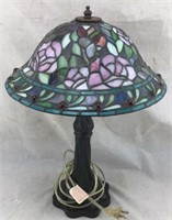 Tiffany Style Pink Rose Stained Glass Lamp