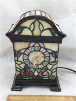 Tiffany Style Stained Glass Mantle Clock Lamp