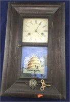 Antique Reverse Painting Beehive Mantle Clock—As