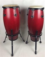 Pair of Conga Drums with Adjustable Stands