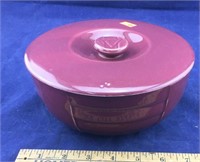 Maroon Lidded Hall China Co Bowl Made for