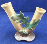 Weller Rust Colored Double Branch Vase With Leaves