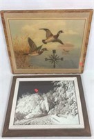 Waterfowl Wall Clock and Framed Winter Art