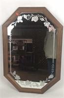 Octagonal Wall Mirror with Floral Pattern