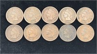10 Indian Head Cents - Various Dates