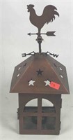 Brass Candle Holder with Rooster Weathervane