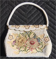 Vintage Beaded Handbag w/ Embroidered Metal