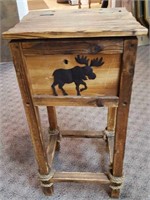 Wood Table with Moose Decor