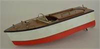 Vintage Battery Op Wooden Model Boat