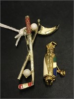 Golf Theme Brooches