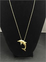 Gold Tone Dolphin Necklace