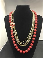 Multi Strand Bead & Chain Necklace
