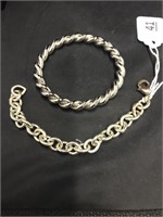 Silver Tone Chain Link Bracelet & Bangle