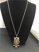 Silver Tone Owl Necklace