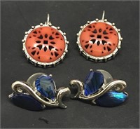 Red Coral Style Earrings & Abalone Earrings