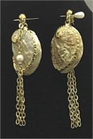 Large Shell Dangle Pierced Earrings Lot