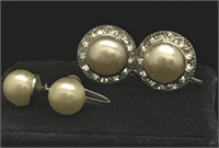 Rhinestone & Pearl Vintage Earrings