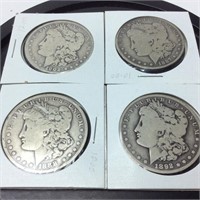 4 Morgan Silver Dollars 1902,1887, 1888, 1892