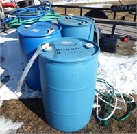 Four 55 Gallon Poly Resin Water Barrels
