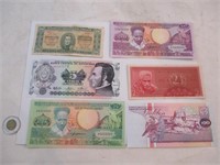 6 billets de bancaire, Uruguay, Honduras 1927