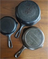 Griswold #3, #6 Skillets & #5 Victor Skillet