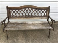 Cast-iron and wood bench.