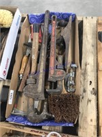 Pipe wrenches, wood plane, asst tools