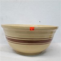 14" Stoneware Bowl w/ Brown Stripes
