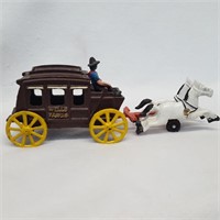 Cast Iron Wells Fargo Coach W/ Driver & Horse