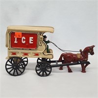 Cast Iron Ice Wagon W/ Driver & Horse