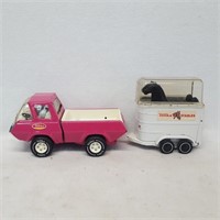 Tonka Pickup & Tonka Horse Trailer w/ 2 Horses