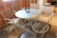 Patio Table, 4 Chairs, side table, umbrella base