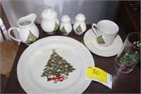 Christmas Dinnerware Set, wrapping paper & cards