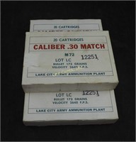 3 Box 30 Cal M72 Match Cartridges Army Ammo