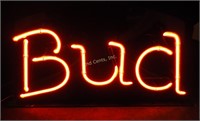 Vtg 19" Script Bud Neon Light Beer Sign