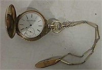 1893 Elgin 14k gold pocket watch with fob