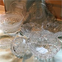 Cut Glass & Asst Trays & Bowls