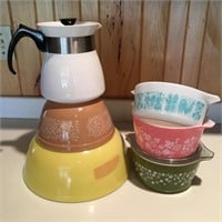 Pyrex Bowls & Corningware Teapot