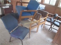 (7) Wood and Cloth Office Chairs