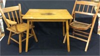 Child's Table w/ 2 Mis-Matched Chairs