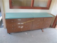 (2) Wood Rolling Cabinets